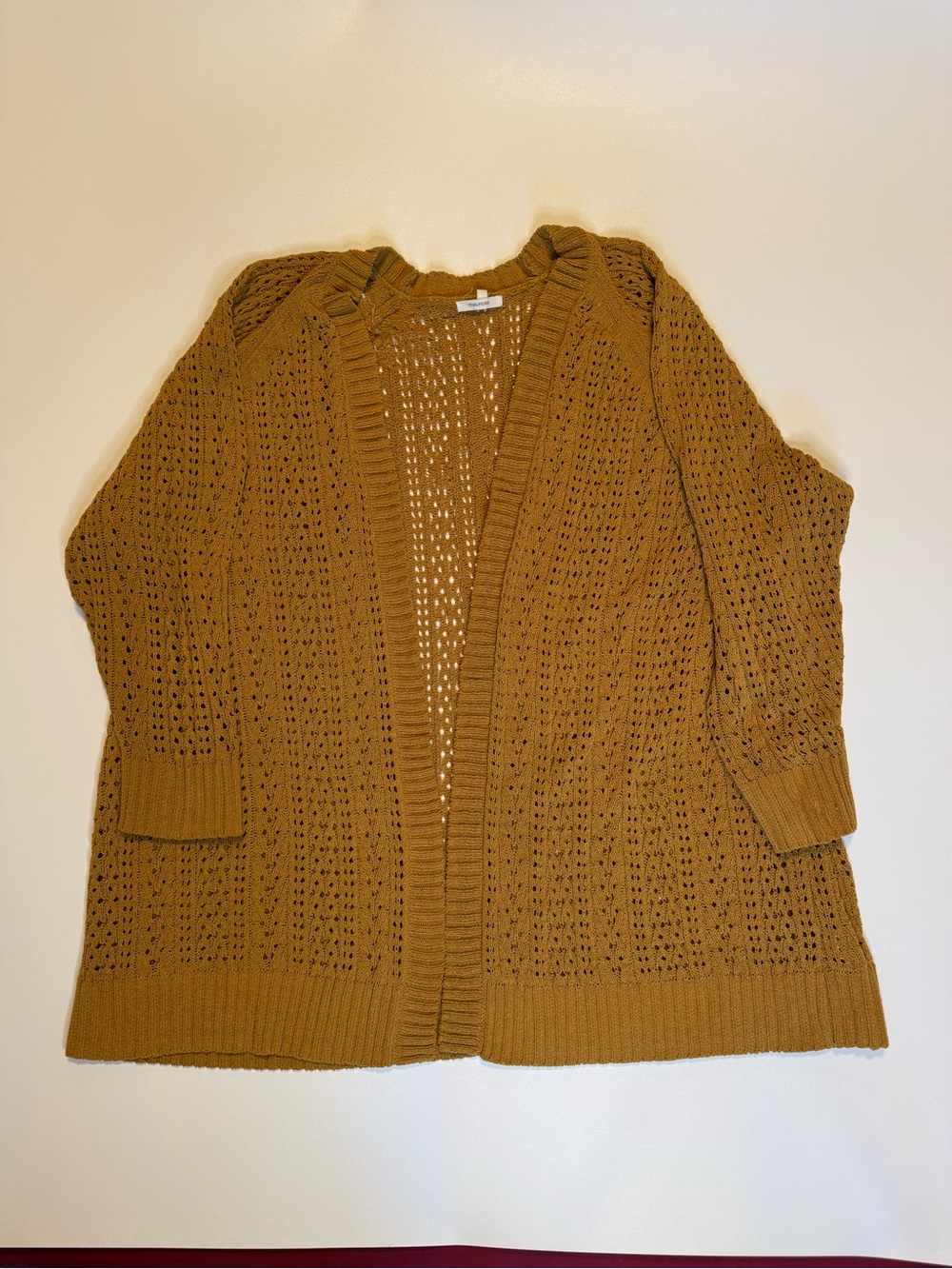 Maurices Mustard Open-Front Knit Cardigan